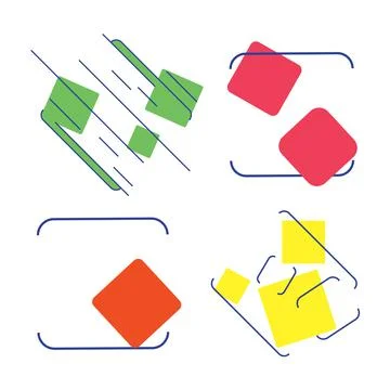 Set of rectangle logos with lines isolated on white background. Square unusua Stock Illustration