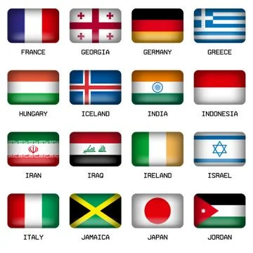 Set of Rectangle World Top States Flags Illustrazione stock