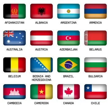 Set of Rectangle World Top States Flags Stock Illustration
