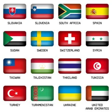 Set of Rectangle World Top States Flags Stock Illustration