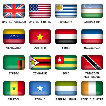 Set of Rectangle World Top States Flags Illustrazione stock