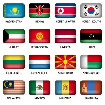 Set of Rectangle World Top States Flags Stock Illustration
