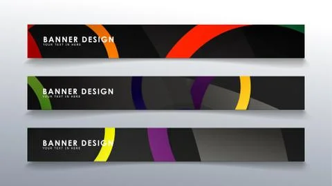 Set rectangular banner with a circle background colorful 스톡 일러스트