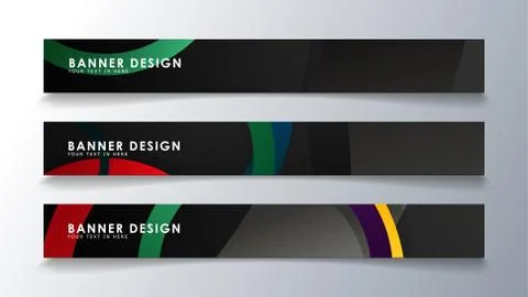 Set rectangular banner with a circle background colorful Stock Illustration