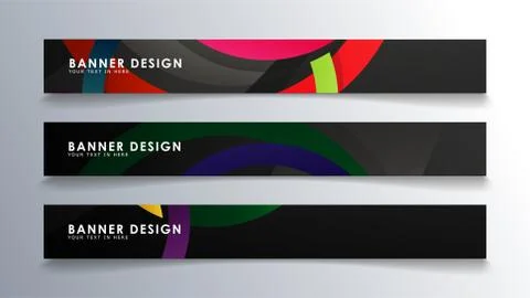 Set rectangular banner with a circle background colorful Stock Illustration