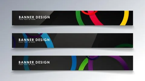 Set rectangular banner with a circle background colorful Stock Illustration