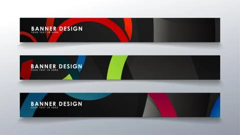 Set rectangular banner with a circle background colorful Stock Illustration