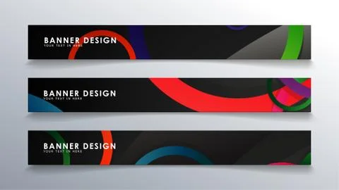 Set rectangular banner with a circle background colorful Stock Illustration