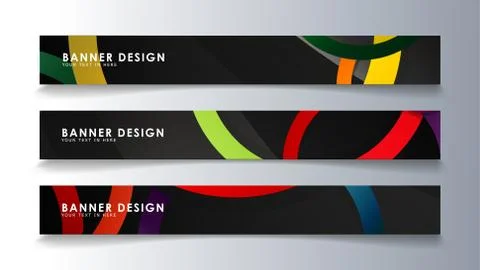 Set rectangular banner with a circle background colorful Stockillustratie