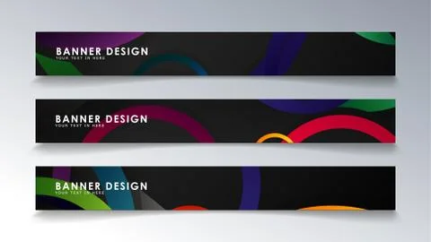 Set rectangular banner with a circle background colorful イラスト素材