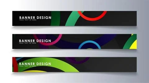 Set rectangular banner with a circle background colorful Illustrazione stock