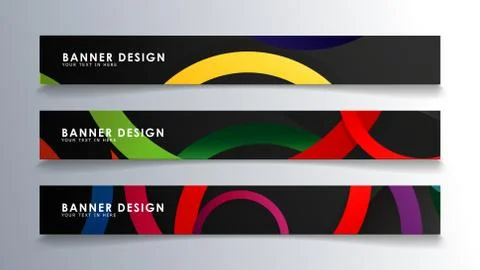 Set rectangular banner with a circle background colorful Stock Illustration