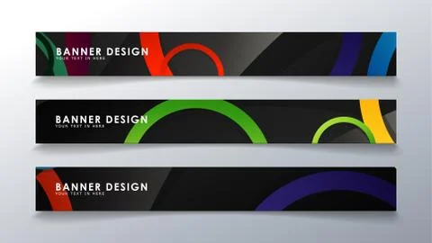 Set rectangular banner with a circle background colorful Stock Illustration