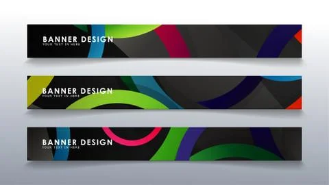 Set rectangular banner with a circle background colorful 库存插图