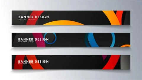 Set rectangular banner with a circle background colorful Stock Illustration