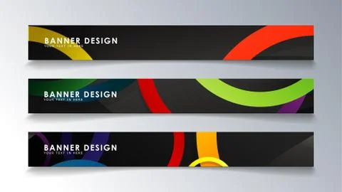 Set rectangular banner with a circle background colorful Stock Illustration