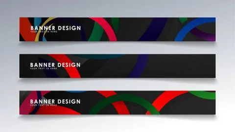 Set rectangular banner with a circle background colorful Stock Illustration