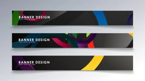 Set rectangular banner with a circle background colorful Stock Illustration