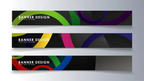 Set rectangular banner with a circle background colorful Stock Illustration