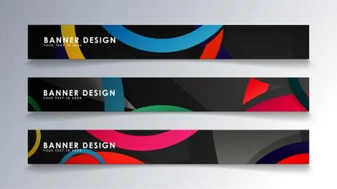 Set rectangular banner with a circle background colorful Stock Illustration