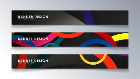 Set rectangular banner with a circle background colorful Stock Illustration