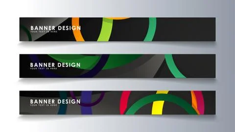 Set rectangular banner with a circle background colorful Stock Illustration