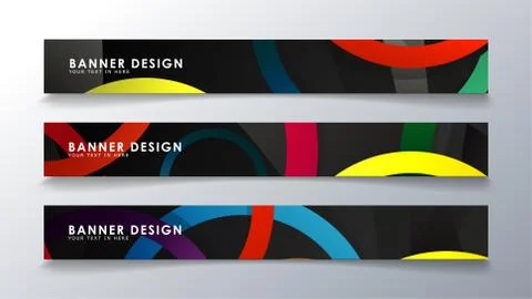 Set rectangular banner with a circle background colorful 스톡 일러스트