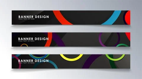 Set rectangular banner with a circle background colorful Stock Illustration