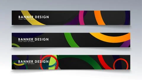 Set rectangular banner with a circle background colorful 스톡 일러스트