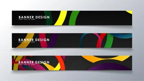 Set rectangular banner with a circle background colorful 스톡 일러스트