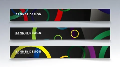 Set rectangular banner with a circle background colorful Stock Illustration