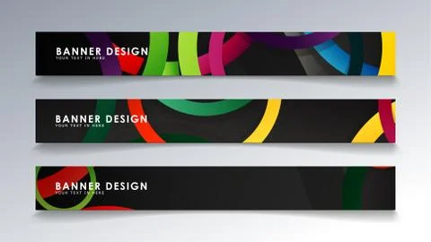 Set rectangular banner with a circle background colorful 스톡 일러스트