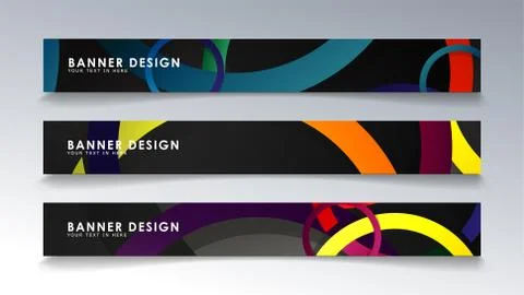 Set rectangular banner with a circle background colorful イラスト素材