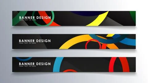 Set rectangular banner with a circle background colorful Illustrazione stock