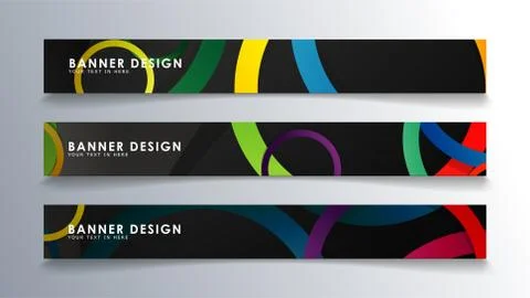 Set rectangular banner with a circle background colorful 스톡 일러스트