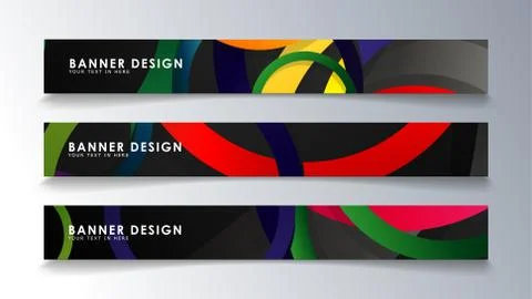 Set rectangular banner with a circle background colorful 스톡 일러스트
