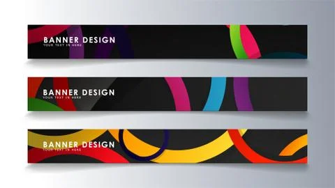 Set rectangular banner with a circle background colorful 스톡 일러스트