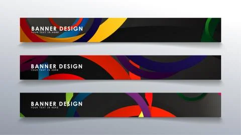 Set rectangular banner with a circle background colorful イラスト素材