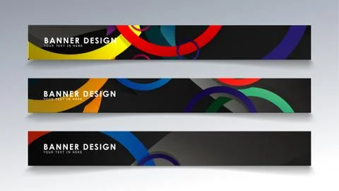 Set rectangular banner with a circle background colorful Stock Illustration