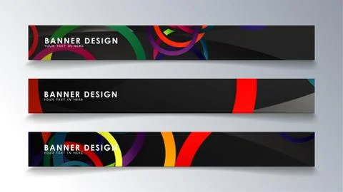 Set rectangular banner with a circle background colorful 库存插图