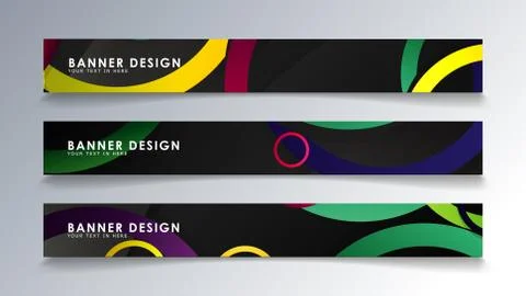 Set rectangular banner with a circle background colorful Stock Illustration