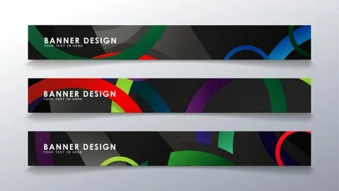 Set rectangular banner with a circle background colorful Illustrazione stock