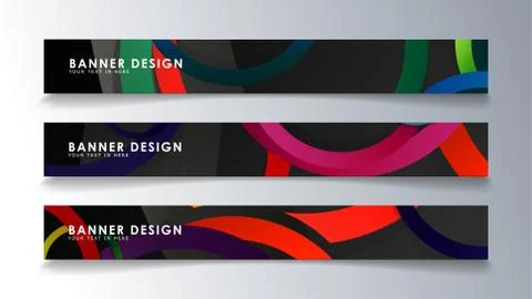 Set rectangular banner with a circle background colorful Stock Illustration