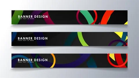 Set rectangular banner with a circle background colorful イラスト素材