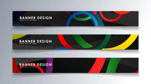 Set rectangular banner with a circle background colorful Stock Illustration