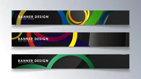 Set rectangular banner with a circle background colorful 스톡 일러스트