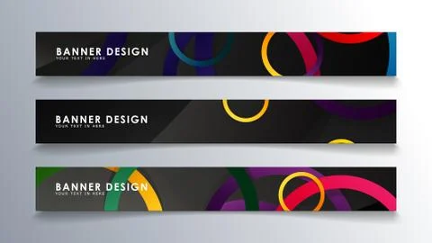 Set rectangular banner with a circle background colorful Stock Illustration