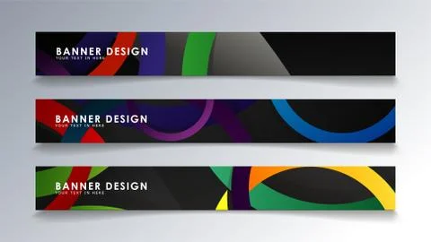 Set rectangular banner with a circle background colorful Stock Illustration