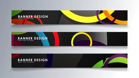 Set rectangular banner with a circle background colorful Stock Illustration