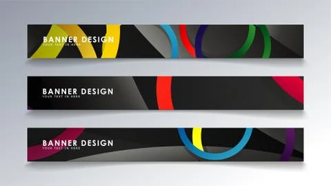 Set rectangular banner with a circle background colorful Stock Illustration